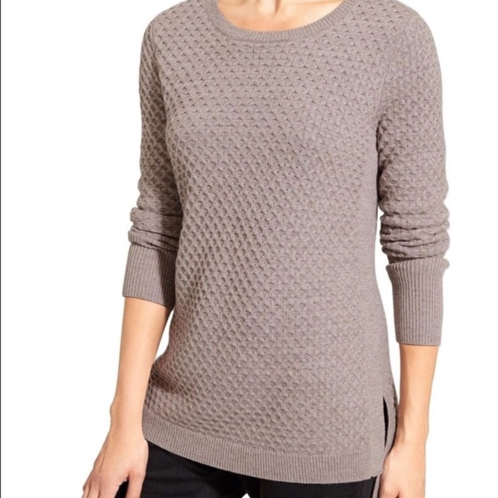 ATHLETA Honeycomb Tunic Sweater Wool Blend